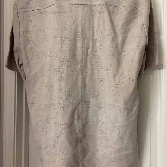 John Varvatos Wade Perforated Suede Leather Zip Front Shirt Jacket NWT 54 US 46 - Picture 6 of 7